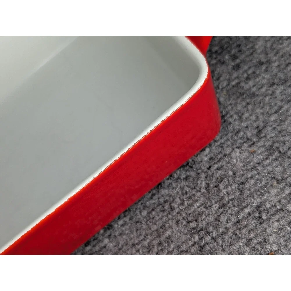 Vintage Copco Denmark Michael Lax Red Enamel Cast Iron Baking Pan 10 X 6 X 2‎